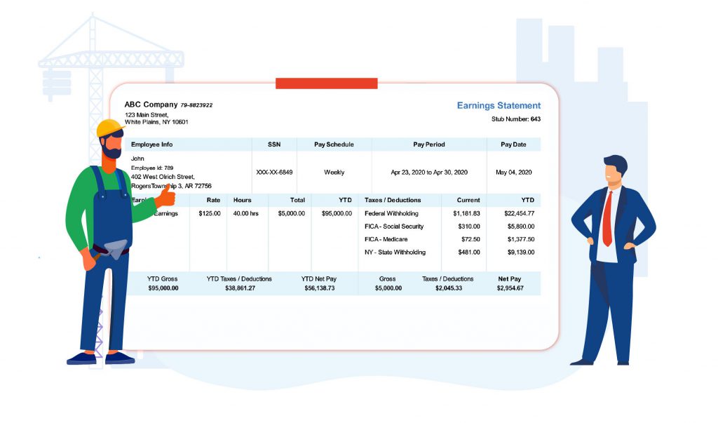 Create pay stub for employees and contractors