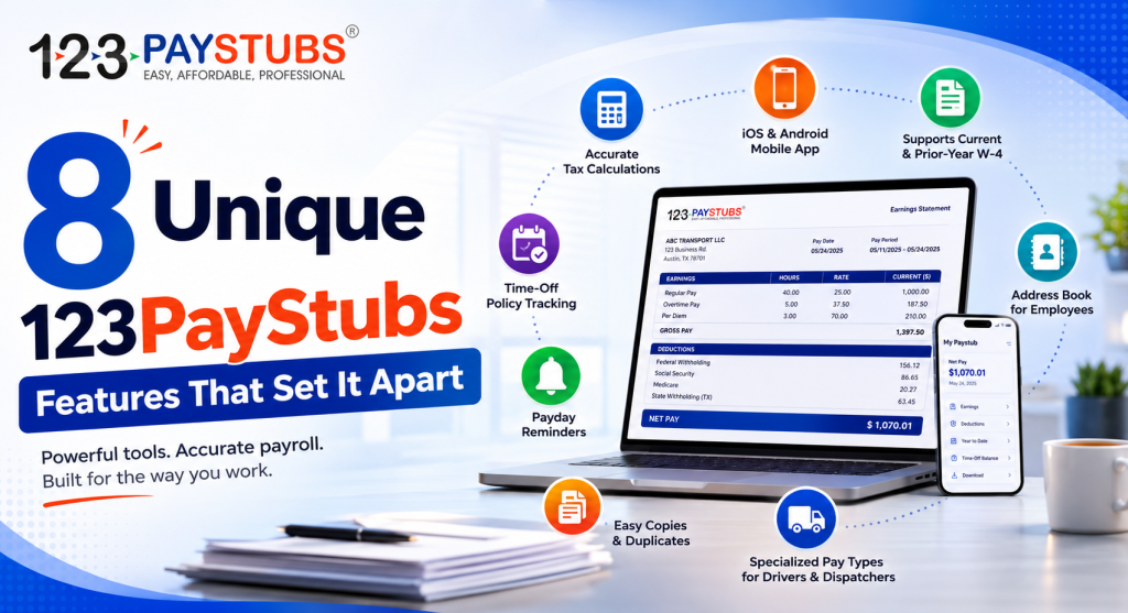 123PayStubs feautures
