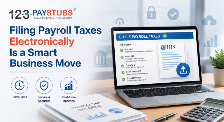 Filing Payroll Taxes Electronically in a laptop