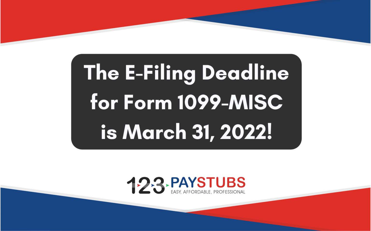 The EFiling Deadline for Form 1099MISC is March 31, 2022