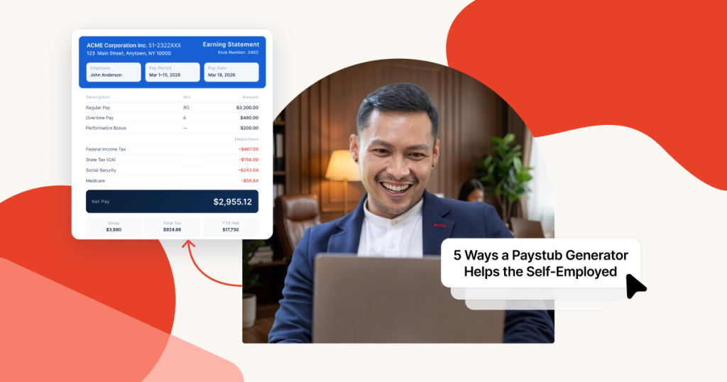 Paystub generator banner with earnings preview.